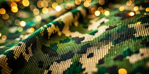 Wall Mural - abstract digital camo bokeh background: pixelated patterns in shades of green, brown & grey