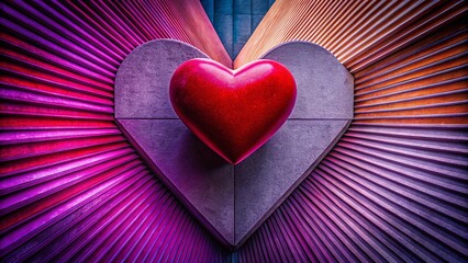 Wall Mural - Abstract Heart Shape Architectural Design Purple Red Background