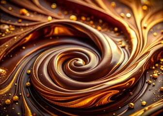 Wall Mural - abstract molten chocolate texture background: brown paint with golden glitter macro photography