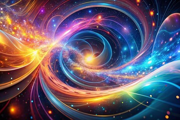 Wall Mural - abstract quantum computing: vibrant wave energy in digital space - aerial view