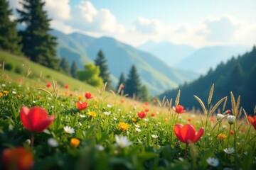Wall Mural - Blurred, out-of-focus landscape creates a calming backdrop , wood, outdoors, plant