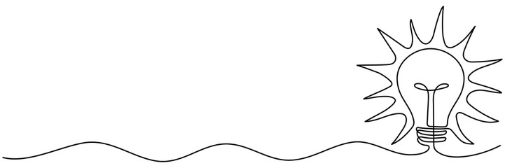 Wall Mural - lightbulb continuous line drawing. electric lamp. brainstorm linear symbol. creative idea concept. v