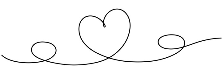 Wall Mural - Heart shape continuous line drawing. Love linear symbol. Vector illustration isolated on white.