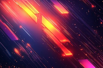 Aufkleber - Vivid abstract design of glowing lines and particles racing through a cosmic background at night