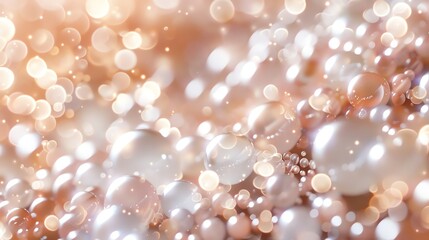 Wall Mural - a close-up of pearls and bokeh lights, creating a soft and elegant background.