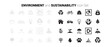© MdMasudRana - Environment and Sustainability icons set. Editable minimalist vector icons. Flat and Outline.