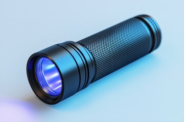 Poster - Compact flashlight with blue LED light suitable for outdoor adventures and emergency situations