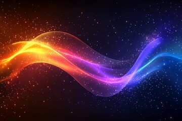 Leinwandbilder - Colorful waves of light flow through a starry background at night, creating a mesmerizing visual effect and vibrant atmosphere