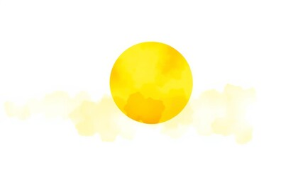 Wall Mural - Modern yellow watercolor sun, vibrant, textured, isolated on white, nature, background