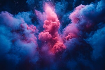 Poster - Colorful smoke swirling in the night sky creates a mystical atmosphere with vibrant hues blending seamlessly