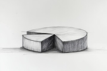 Aufkleber - Detailed sketch of a pie chart showcasing different segments and proportions in a simple, monochromatic style