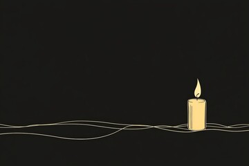 Poster - Candle flickers softly on a dark background creating a warm and calming atmosphere at an evening gathering