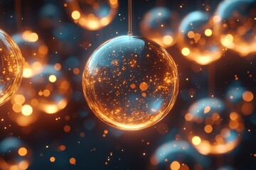 Aufkleber - Beautiful glowing orbs create a magical atmosphere during an evening event in a festive setting