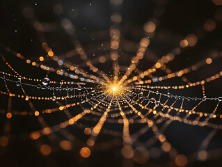 Dew-kissed spider web, intricate design (1)
