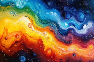 Fototapete - Colorful abstract cosmic landscape featuring swirling patterns in a night sky background