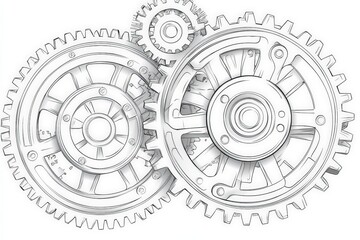 Aufkleber - Intricate arrangement of mechanical gears showcasing precision engineering and design in a technical environment