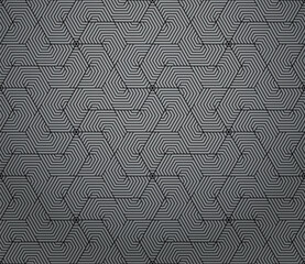 Leinwandbilder - Abstract geometric pattern with stripes, lines. Seamless vector background. Gray and black ornament. Simple lattice graphic design