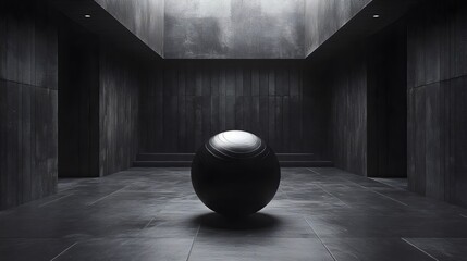 Wall Mural - a black sphere is sitting in a room with no windows