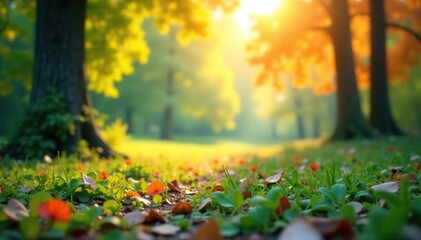 Abstract blurred nature scene, perfect for website backgrounds, trees, photo