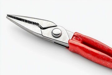 Poster - Pliers with red rubber handles placed on a white background emphasizing their design and functionality