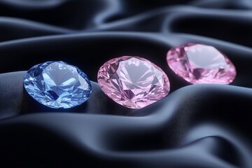 Aufkleber - Colorful gemstones sparkle on soft fabric creating an elegant display of beauty and luxury