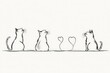 © ChaoticMind - Cats sitting together in a minimalist art design expressing affection in a warm and playful manner