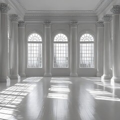 Wall Mural - a large, empty room with white pillars and white walls