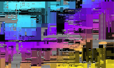 Aufkleber - Abstract vivid background with interlaced digital Distorted Motion glitch effect. Futuristic cyberpunk design. Retro futurism, webpunk, rave 80s 90s aesthetic