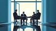 © Rakyandani - Business meeting in a modern office with silhouettes of four professionals discussing strategies and ideas