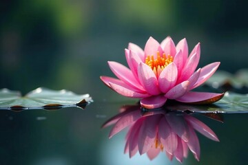Wall Mural - Intricate floral design reflected on calm lake surface, image, illustration, nature