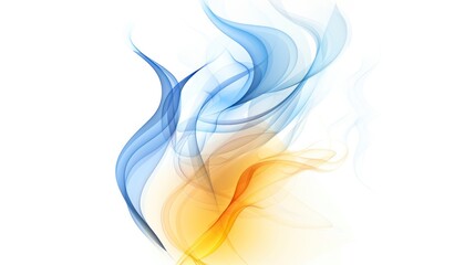 Wall Mural - soft blue yellow thin curl transparent on white backgrounds curve wave illustration fire flame burn 