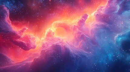Wall Mural - abstract galaxy with floating islands, vibrant colors and dreamlike quality