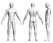 © German Ovchinnikov - A man is shown in three different poses. Front, back and side view. 3D