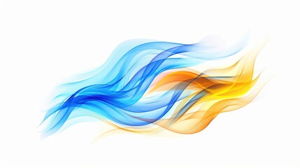 Wall Mural - soft blue yellow thin curl transparent on white backgrounds curve wave illustration fire flame burn 