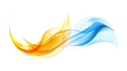 Wall Mural - soft blue yellow thin curl transparent on white backgrounds curve wave illustration fire flame burn 