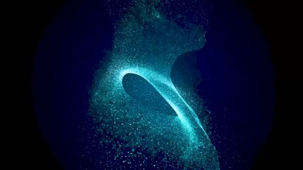 Wall Mural - Abstract cosmic galaxy portal in blue hues with particles.