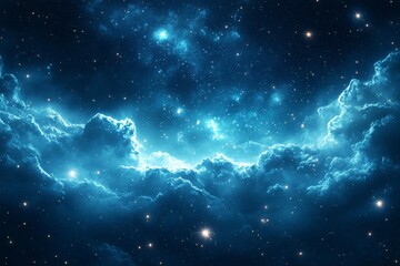 Aufkleber - Vibrant cosmic clouds illuminated by starlight in a stunning celestial landscape at night