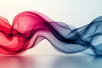 Poster - Elegant flowing patterns of red and blue smoke create a serene artistic composition on a neutral background