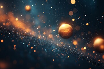 Aufkleber - Colors and textures create an enchanting cosmic atmosphere with glowing orbs and shimmering particles in space