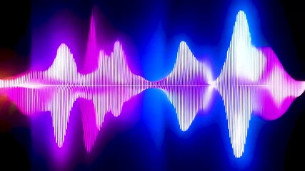 Canvas Print - Dynamic audio wave with vibrant neon colors on black background