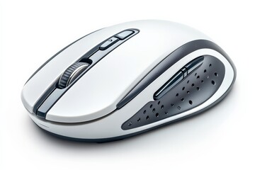 Poster - Wireless computer mouse designed for ergonomic comfort with sleek white and gray finish for modern workspaces