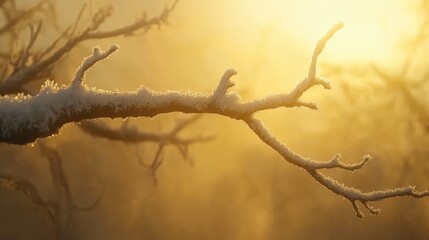 Wall Mural - snowy tree branch silhouette
