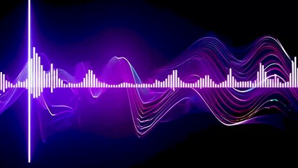 Canvas Print - Dynamic Audio Visualizer with Neon Lights on Dark Backdrop