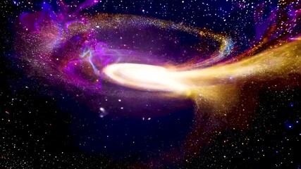 Wall Mural - Glowing Galaxy Formation in Deep Space, Purple and Gold Swirls