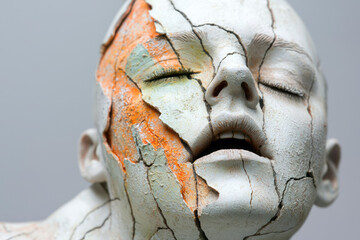 Poster - A sculptor stepping back to find that a chisel mistake has turned a planned classical statue into a