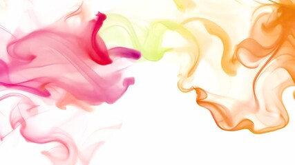Wall Mural - abstract watercolor smoke swirls in pink, green, orange