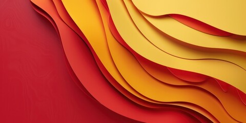 Wall Mural - abstract curl red yellow orange paper ripple layer shapes white copy space backgrounds dynamic fluid