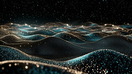 Wall Mural - digital landscapes feature abstract blue wave patterns that create a dynamic and soothing visual eff