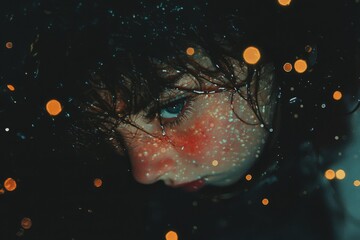 Wall Mural - woman in the rain