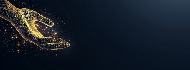 Poster - a glowing digital network touched by a hand symbolizes the evolution of technology and its role in f